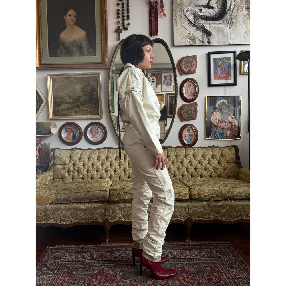 Vintage 80s Marco Morani White Genuine Leather Jumpsuit Size S - Picture 6 of 12